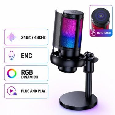 Imagem de Microfone de Mesa RGB para Podcast Estúdio e Streaming - Microfones e 