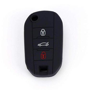 Imagem de YJADHU Flip Car Key Cover Case Suporte de proteção da capa da chave do carro, adequado para Peugeot 508 301 2008 3008 408 4008 308 Citroen C4 CACTUS C5 C3 C4L, 1