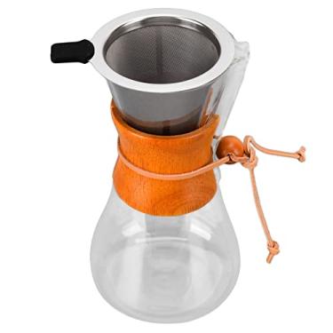 Imagem de Pour Over Coffee Maker, Reutilizável Profissional Bamboo Glass Coffee Maker 550ml Elegante para Café para Escritório para Casa