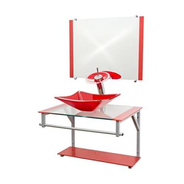 Imagem de Gabinete Vermelho 60cm de Vidro Para Banheiro - CQ39 - Dahora