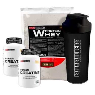 Imagem de KIT Whey Protein 500g + 2x Creatina 100g + Coqueteleira - Bodybuilders Sabor Chocolate