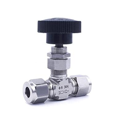 Imagem de 1/8 '' 1/4 '' 3/8 "1/2" Ss304. Válvula de agulha ajustável do tipo da manga do cartão para o controle do óleo de gás da água O.D 3 6 8 10 12 mm tubo em linha reta YYDFPIIA