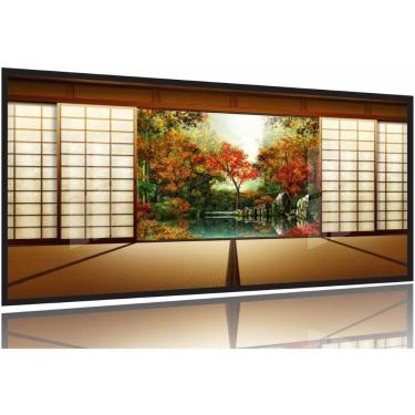 Imagem de Quadro Decorativo Janela do Japão 130x60 Moldura Preta 2x2