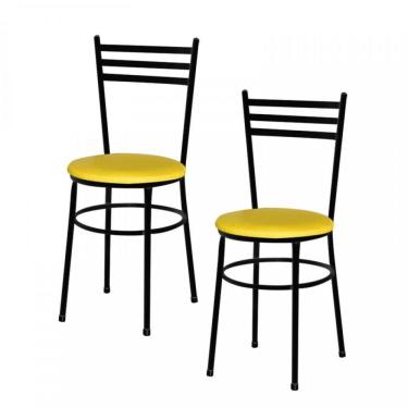 Imagem de 2 Cadeiras Epoxi Preta Para Cozinha Amarelo