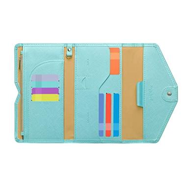 Imagem de ZOPPEN Carteira de viagem multiuso com bloqueio de RFID para passaporte Porta-cartão de vacina e passaporte, combo organizador de documentos com três dobras, essenciais para viagem, One Size, Vintage