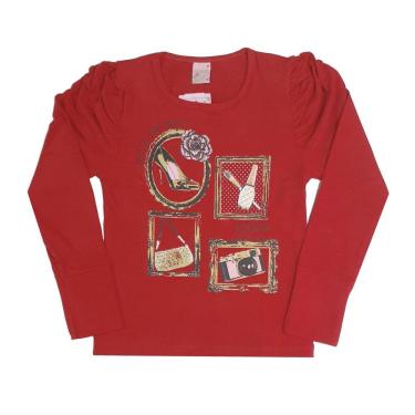 Imagem de Blusa Manga Longa Infantil Mangas Com Franzido Algodão 10-14