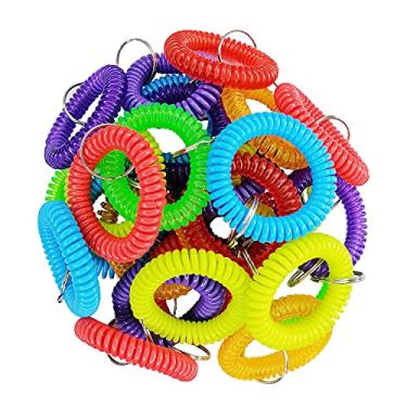 Imagem de Kbraveo 40 peças, pulseira espiral elástica de plástico multicolorido, chaveiros, pulseira para escritório, shopping center, sauna, esportes ao ar livre, Multicor, 40 Pcs