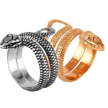 Imagem de Anel aço inox Cobra Snake Serpente Wicca Dourada 21/22