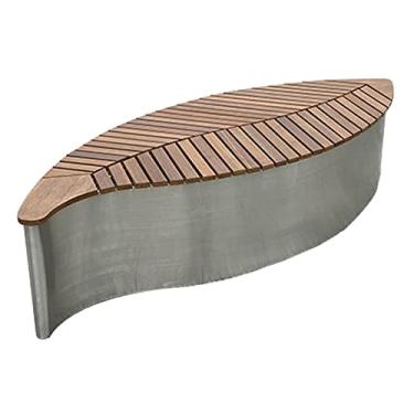 Imagem de KIZQYN Banco de jardim ao ar livre criativo banco de arte quadrado banco de aço inoxidável em forma de folha assento de madeira cadeira de descanso ao ar livre sem encosto bancos ao ar livre