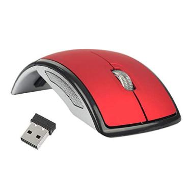 Imagem de Homyl Arc Mouse sem fio 2,4 G, mouse dobrável dobrável para viagem com receptor USB para notebook desktop computador (vermelho)