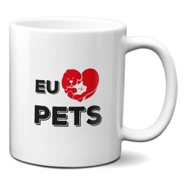 Imagem de Caneca Eu Amo Pets Presente Mãe Personalizado Cão E Gato