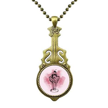 Imagem de DIYthinker Colar de sorvete de cereja, chocolate, picolé, joias antigas, pingente de música