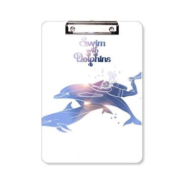 Imagem de Placa de apoio para prancheta Swim with Dolphins Illustrate Pasta, bloco de notas A4