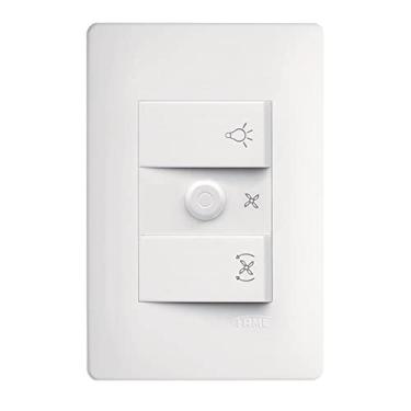 Imagem de Controlador de Velocidade para Ventilador 110v com Interruptores e Placa 4x2 Habitat Branco