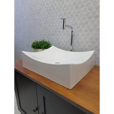 Imagem de Cuba Pia Lírio De Apoio Banheiro 45x36cm Casa Laura Decor Branca