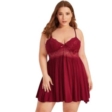 Imagem de Camisola Plus Size Sensual Sem Bojo Detalhe Em Renda Lingerie Feminina