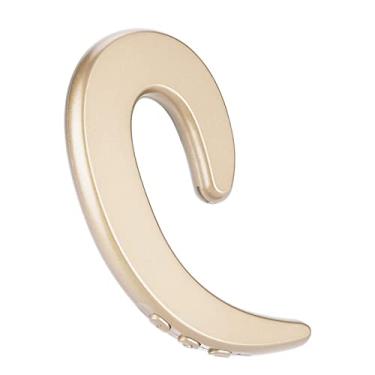 Imagem de Luqeeg Fone de ouvido sem fio para condução óssea indolor para música e chamadas com mãos livres – à prova d'água, design ergonômico para estilos de vida ativos – Lembrete de voz em chinês e inglês (dourado)