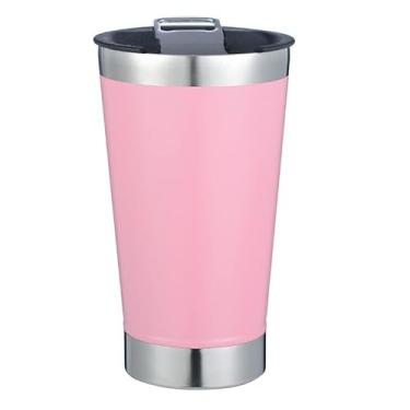 Imagem de Copo Térmico ROSA para Cerveja/Café com tampa 473ML