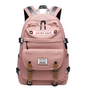 Imagem de Mochila Feminina de Nylon Impermeável, Compartimento para Notebook de 14 polegadas, Ideal para Comutar, ir à Escola e Uso Casual，mochila menina (Rosa)