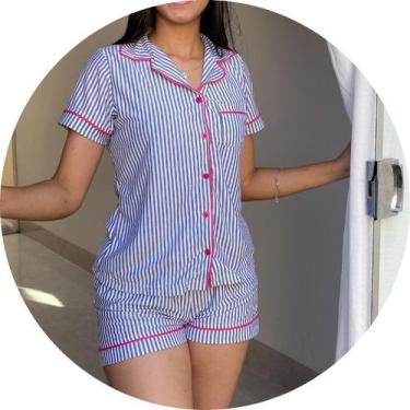 Imagem de Pijama Americano De Botões Listrado - Madame Didi
