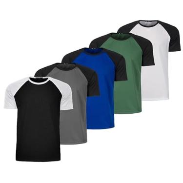 Imagem de Kit 5 Camisa Camiseta Raglan Academia Treino Dry Fit Fitness (BR, Alfa, GG, Regular, Preto/Branco/Azul/Chumbo/Verde)