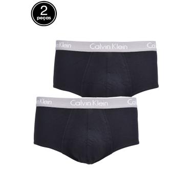 Imagem de Kit 2pçs Cueca Calvin Klein Underwear Slip Logo Preto Calvin Klein Underwear MAS8510 masculino