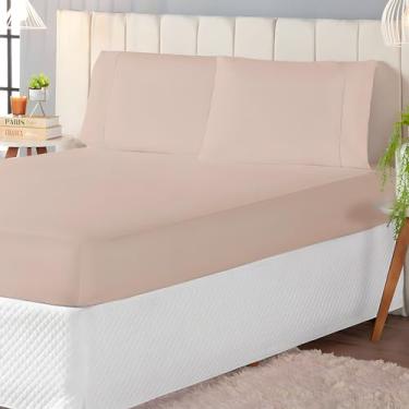 Imagem de Cottonluxury Jogo de Lençol 100% algodão 300 Fios (Caqui, King)