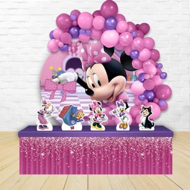 Imagem de Kit Decoração Painel Redondo Festa de Aniversário Infantil Loja de Laços da Minnie