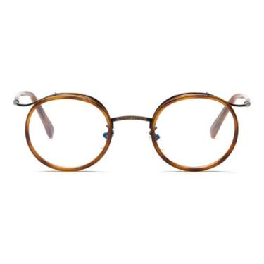 Imagem de Óculos redondos femininos retrô leves, armação exclusiva de óculos masculinos, tamanho único, preto brilhante