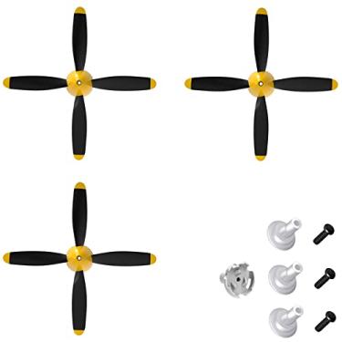 Imagem de FLYCOLOR 3 Sets Rc Plane 4-Blade Propeller with Propeller Savers and one Adapters for VOLANTEXRC 761-11 761-12 761-13 P40 BF109 P51 F4U T28 Airplane