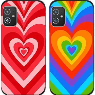 Imagem de 2 peças colorido amor coração TPU gel silicone capa de telefone traseira para Asus Zenfone 8/9/10 (Asus Zenfone 8)