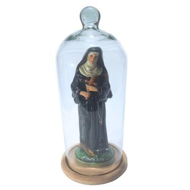 Imagem de Imagem Santa Rita 28cm Com Redoma De Vidro Pintura Chilena
