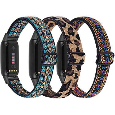 Imagem de Nigaee Pacote com 3 faixas elásticas ajustáveis compatíveis com Fitbit Luxe, pulseiras esportivas elásticas de nylon, pulseira de tecido respirável macio de substituição para Fitbit Luxe Fitness e monitor de bem-estar feminino masculino 303
