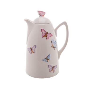 Imagem de Garrafa Térmica de Porcelana Branca Borboletas 900ml Wolff