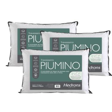 Imagem de Kit 3 Travesseiros Hedrons Piumino Toque De Plumas 50x70 cm