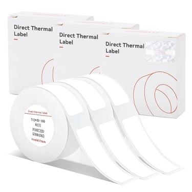 Imagem de INeedIt Fita adesiva compatível com NIIMBOT D11 D110 D101, papel de impressão de etiqueta adaptado, papel adesivo térmico 1,2 cm x 4 cm fita de etiquetagem autoadesiva à prova d'água (3 rolos, branco)