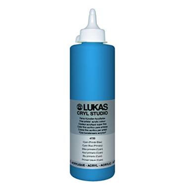 Imagem de Lukas Cryl Studio Artist Acrylics - Qualidade profissional, tintas de secagem rápida - Azul ciano (primário) frasco de 500 ml