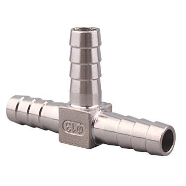 Imagem de DERPIPE Barra de mangueira de aço inoxidável de 1,27 cm (1/2"), encaixe de divisor em forma de T de 3 vias