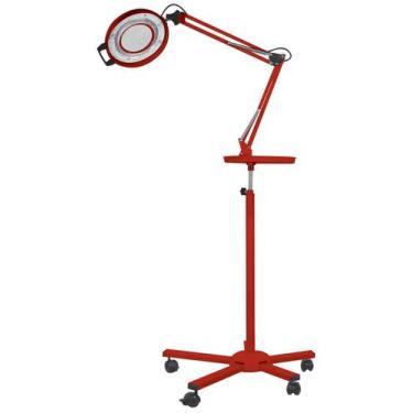 Imagem de Lupa Luminária Estética Led Tripé Bandeja Estek Vermelho - Geral