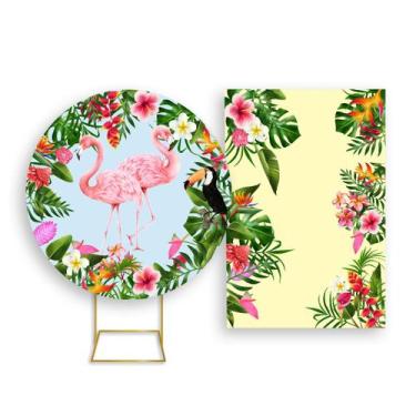 Imagem de Painel De Festa Redondo 1,50x1,50 + Painel Vertical 1,50x2,20 - Tropic