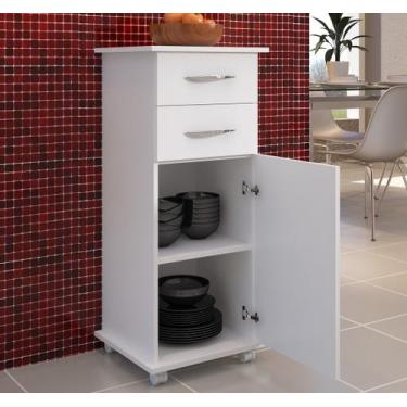Imagem de Armário De Cozinha 2 Gavetas Cor Branca Base Organizador - ClickForte
