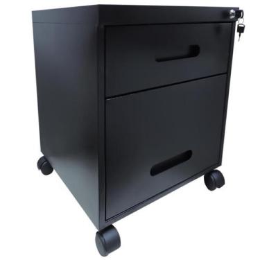 Imagem de Arquivo Gaveteiro Volante de Aço 2 Gavetas Home Office Preto - ULTRA M