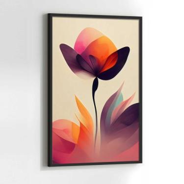 Imagem de Quadros Decorativos com com Moldura Flor Abstrato Vermelha  Vertical p