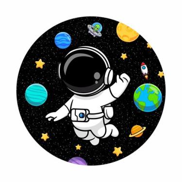 Imagem de Painel de Tecido Sublimado Redondo Astronauta Cute Espaço Planetas e E
