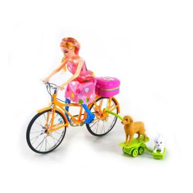 Imagem de Brinquedo Infantil Boneca De Bicicleta 2 Cachorros De Skate (Laranja) 