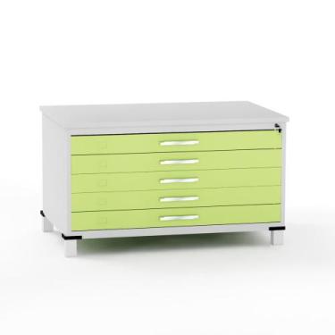 Imagem de Mapoteca em Aco 05 Gavetas Pandin Cinza e Verde Miró