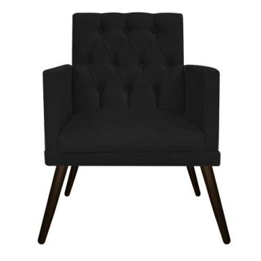 Imagem de Poltrona Decorativa Fernanda Pés Palito Tabaco Sala de Espera Recepção