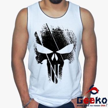 Imagem de Regata O Justiceiro 100% Algodão The Punisher Geeko, Branco, GG