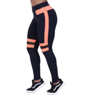 Imagem de Legging fitness feminina recortes em tela e neon poliamida orbis - Orb
