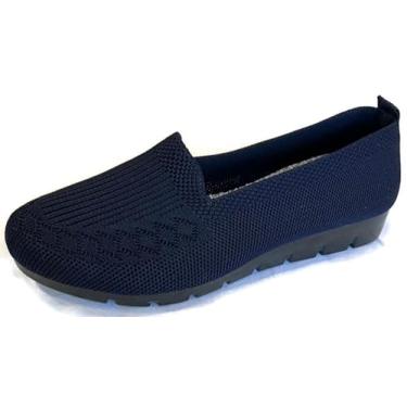 Imagem de SPATI Sapatos rasos femininos de malha leves e confortáveis calçados femininos sem cadarço de malha respirável sapatos de caminhada femininos bico redondo preto, rosa, roxo, vermelho, azul marinho,